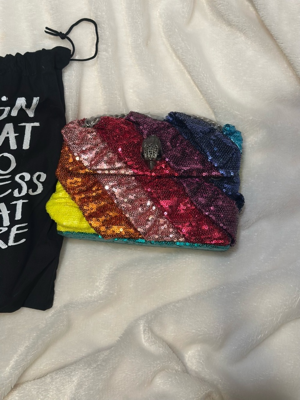 Kurt Geiger Multicolor Sequin Chevron Clutch